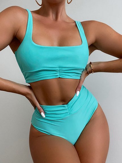 New High-waist Nylon Split Swimsuit Without Steel Support