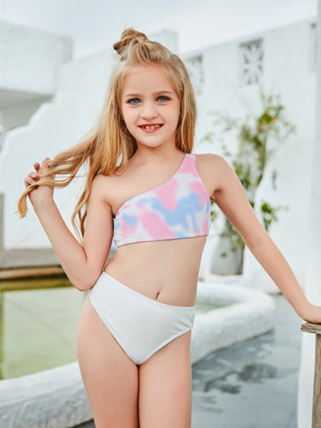 New Girls Print Children's One-shoulder Triangle Swimsuit