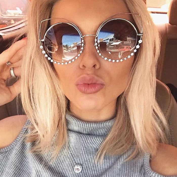 Luxury Diamond Round Frame Sunglasses