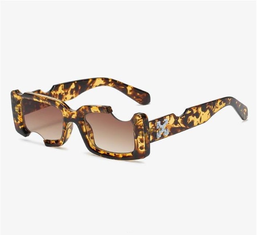 Notched Leopard Print Sunglasses